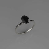 1.6ct Oval Cut Black Diamond Round Accents Solitaire Ring 14k White Gold Finish