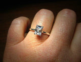 4 Prong Solitaire Engagement Ring 1.5ct Emerald Cut Diamond 14k WhiteGold Finish