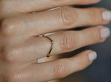 0.1ct Round Diamond Engagement Ring Minimalist Band Curved 14k YellowGold Finish