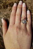 5ct Engagement Ring Heart Cut Blue Aquamarine Floral 14k Yellow Gold Finish