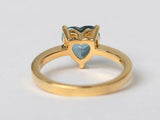 1ct Engagement Ring Heart Cut London Blue Topaz Solitaire 14k Yellow Gold Finish