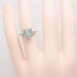 2ct Princess Cut Diamond Engagement Ring Halo Round Accent 14k White Gold Finish