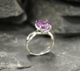 1.2ct Engagement Ring Round Cut Purple Amethyst Infinity 14k White Gold Finish