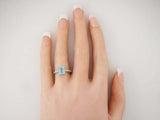 3ct Emerald Cut Blue Aquamarine Accent with Solitaire Ring 14k White Gold Finish