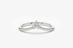 0.2ct Engagement Ring Round Cut Diamond Curved Minimalist 14k White Gold Finish