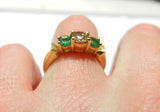 2ct Engagement Ring Round Cut Diamond Round Emerald Trilogy 14k Yellow Gold Over