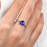 1.25ct Heart Cut Blue Tanzanite Solitaire with Accent Ring 14k White Gold Finish