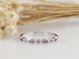 1ct Round Cut Purple Amethyst Wedding Band Half Eternity 14k White Gold Finish