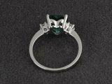 1.4ct Engagement Ring Heart Cut Green Emerald Three Stone 14k White Gold Finish