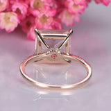 2.3ct Princess Cut Morganite Diamond Accents Solitaire Ring 14k Rose Gold Finish