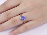 2ct Round Blue Sapphire Engagement Ring Bezel Set Solitaire 14k WhiteGold Finish