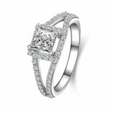 3ct Princess Cut Diamond Engagement Ring Halo 14k White Gold Finish Split Shank