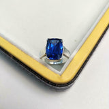 3ct Engagement Ring Cushion Cut Blue Sapphire Solitaire 14k White Gold Finish