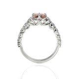 2ct Round Cut Peach Morganite Diamond Accents Solitaire Ring 14k White Gold Over