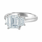 3ct Emerald Cut Diamond Unique Trilogy Engagement Ring 14k White Gold Finish