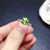 1.6ct Round Green Peridot Diamond Solitaire with Accent Ring 14k White Gold Over