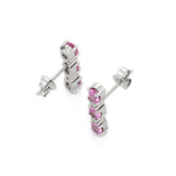 2.5ct Dangle Earrings Oval Cut Pink Sapphire Vertical Bar 14k White Gold Finish