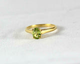 1ct Engagement Ring Oval Cut Green Peridot Solitaire 14k Yellow Gold Finish