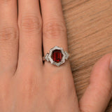 1.5ct Emerald Cut Red Garnet Solitaire Engagement Ring 14k White Gold Finish