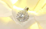 3ct Round Cut Diamond Halo Round Design Pendant with Chain 14k White Gold Finish