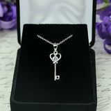 1ct Round Cut VVS1 D Diamond Heart Key Pendant 14k White Gold Finish NO CHAIN