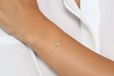 1ct Baguette Cut Diamond Petite Minimalist Chain Bracelet 14K Yellow Gold Finish