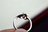 1ct Engagement Ring Oval Cut Peridot Bypass Style Heart 14k White Gold Finish