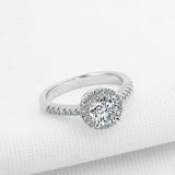 1.7ct Round Cut VVS1D Diamond Accents Halo Engagement Ring 14k White Gold Finish