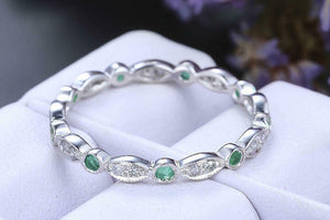 1ct Round Green Emerald Wedding Band Stackable Full Eternity 14k White Gold Over