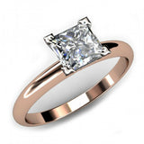 0.7ct Princess Cut VVS1D Diamond Solitaire Engagement Ring 14k Rose Gold Finish