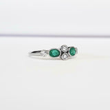 0.3ct Oval Cut Green Emerald Unique Stylish Engagement Ring 14k WhiteGold Finish