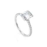 2.5ct Emerald Cut Diamond Engagement Ring Accent Solitaire 14k White Gold Finish