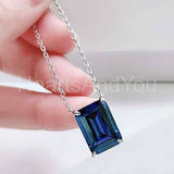 1ct Heart Simulated Blue Sapphire Solitaire Pendant Chain 14k White Gold Plated