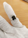 2ct Engagement Ring Emerald Cut Black Diamond Solitaire 14k White Gold Finish