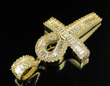 2.5ct Baguette Cut Diamond Iced Jesus Cross Pendant 14k YellowGold Over NO CHAIN