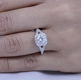 4Ct Round Diamond Halo Split Band Vintage Engagement Ring 14K White Gold Finish