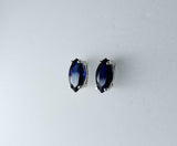 1.4ct Stud Earrings Marquise Cut Blue Sapphire Solitaire 14k White Gold Finish