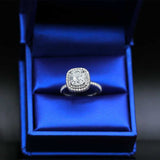 1.7ct Cushion Cut VVS1 Diamond Engagement Ring 14k White Gold Finish Double Halo