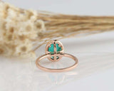 1.5ct Oval Cut Green Emerald Halo Diamond Engagement Ring 14k Rose Gold Finish