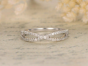 1Ct Round Cut Diamond Split Shank Infinity Wedding Band 14K White Gold Finish