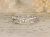 1Ct Round Cut Diamond Split Shank Infinity Wedding Band 14K White Gold Finish