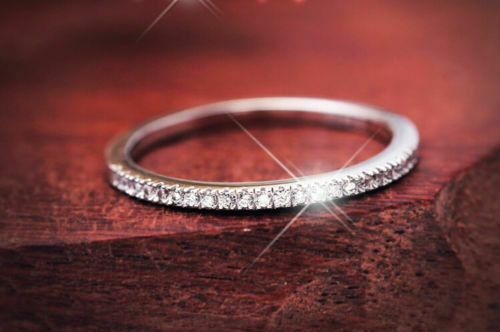 1.5Ct Round Cut Diamond Stackable Half Eternity Wedding Band 14K White Gold Over