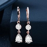 2Ct Pear Round Cut Diamond Elegant Women Tear Drop Earrings 14K Rose Gold Finish