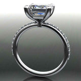 Solitaire with Accents Engagement Ring 3.2ct Asscher Diamond 14k White Gold Over