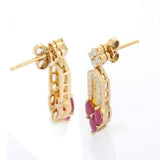 4ct Drop Earrings Marquise Cut Pink Ruby Stylish Dangling 14k Yellow Gold Finish