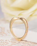 0.6ct Round Yellow Sapphire Curved Minimalist Wedding Band 14k Yellow Gold Over