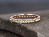 2ct Wedding Ring Band Round Cut Green Peridot Full Eternity 14k Rose Gold Finish