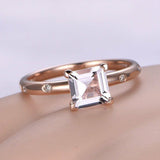 1ct Asscher Cut Peach Morganite Solitaire Engagement Ring 14k Rose Gold Finish