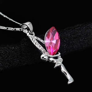 1ct Marquise Cut Pink Sapphire Angel Fairy Pendant 14k WhiteGold Finish NO CHAIN