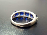 5ct Wedding Band Round Cut Blue Sapphire Half Eternity 14k White Gold Finish